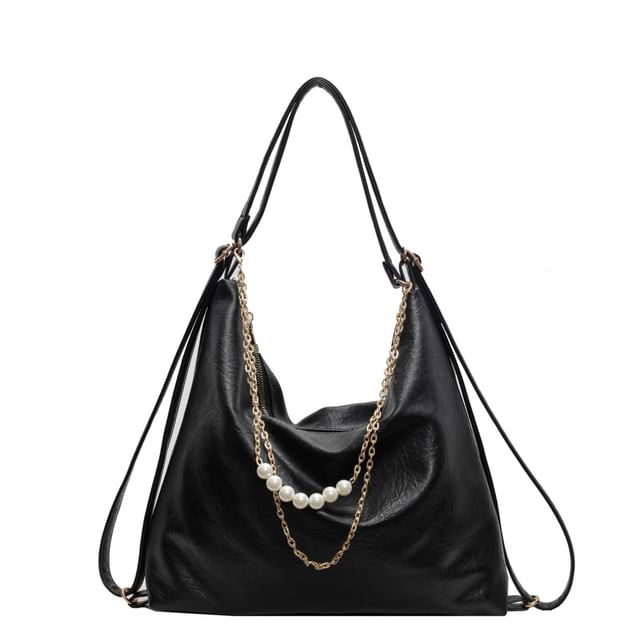 Faux Leather Chained Crossbody Bag