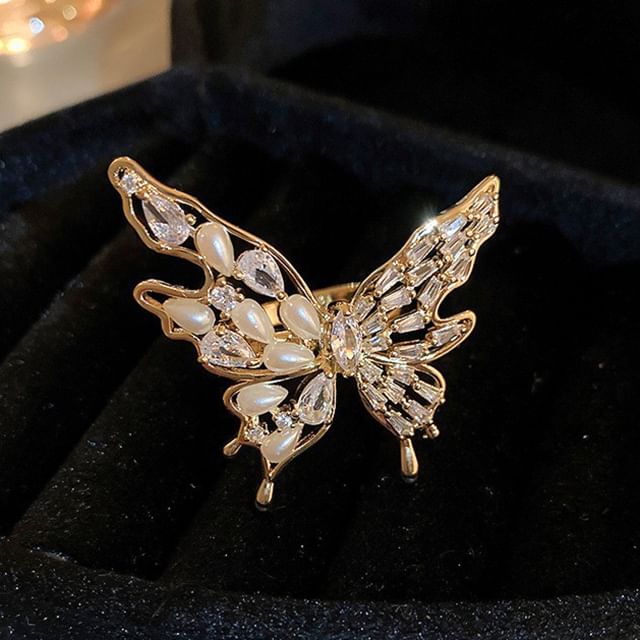 Rhinestone Freshwater Pearl Ring