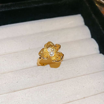 Rhinestone / Faux Pearl / Smiley Face Ring