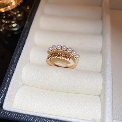 Rhinestone Freshwater Pearl Open Ring