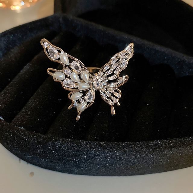 Rhinestone Freshwater Pearl Ring