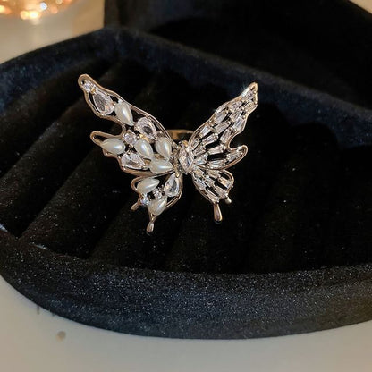 Rhinestone Freshwater Pearl Ring