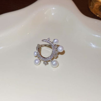 Rhinestone Freshwater Pearl Ring