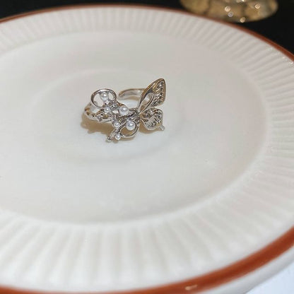 Rhinestone Freshwater Pearl Ring