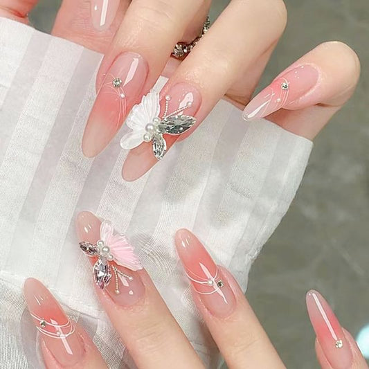 Butterfly Rhinestone Press On Nail