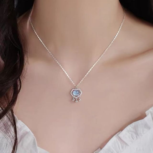 925 Sterling Silver Rhinestone Pendant Necklace