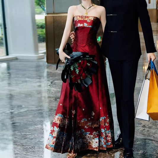 Strapless Wedding A-Line Gown Embroidered