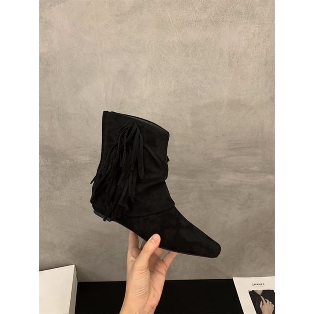 Fringe Pointy Ankle Boots