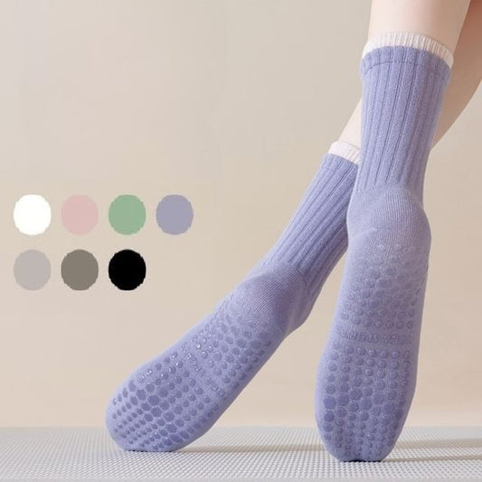 Contrast Trim Ribbed Yoga Short Socks / Set