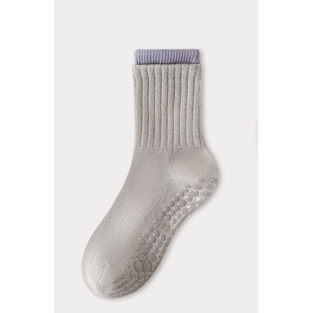 Contrast Trim Ribbed Yoga Short Socks / Set