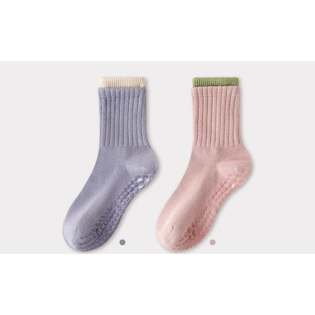 Contrast Trim Ribbed Yoga Short Socks / Set