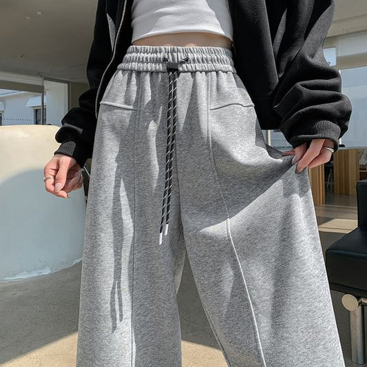 High Rise Plain Wide Leg Sweatpants