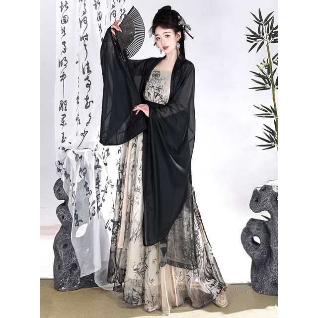 Bamboo Print Traditional Chinese Costume Set