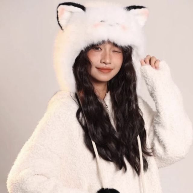 Animal Ear Chenille Trapper Hat