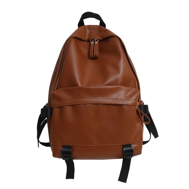 Multi-Pocket Backpack Faux Leather