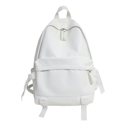 Multi-Pocket Backpack Faux Leather