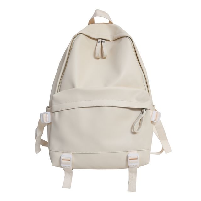 Multi-Pocket Backpack Faux Leather