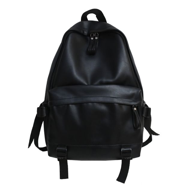 Multi-Pocket Backpack Faux Leather