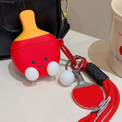 Cartoon Table Tennis Doll Lanyard String Airpods / Pro Earphone Case