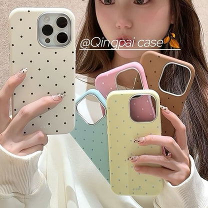 Plain Leather Dots Phone Case - iPhone 16 Pro Max / 16 Pro / 16 / 15 Pro Max / 15 Pro / 15 / 14 Pro Max / 14 Pro / 14 / 13 Pro Max / 13 Pro / 13 / 12 Pro Max / 12 Pro / 12