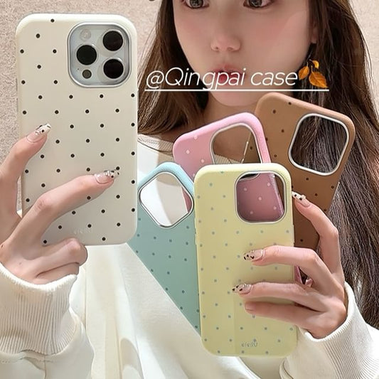 Plain Leather Dots Phone Case - iPhone 16 Pro Max / 16 Pro / 16 / 15 Pro Max / 15 Pro / 15 / 14 Pro Max / 14 Pro / 14 / 13 Pro Max / 13 Pro / 13 / 12 Pro Max / 12 Pro / 12