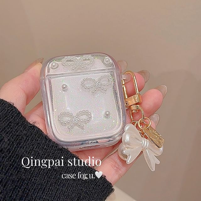 Simple Glitter Pearl Bow AirPods / Pro Earphone Case