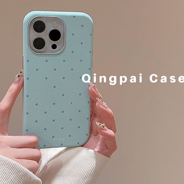 Plain Leather Dots Phone Case - iPhone 16 Pro Max / 16 Pro / 16 / 15 Pro Max / 15 Pro / 15 / 14 Pro Max / 14 Pro / 14 / 13 Pro Max / 13 Pro / 13 / 12 Pro Max / 12 Pro / 12