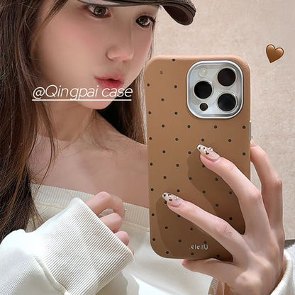 Plain Leather Dots Phone Case - iPhone 16 Pro Max / 16 Pro / 16 / 15 Pro Max / 15 Pro / 15 / 14 Pro Max / 14 Pro / 14 / 13 Pro Max / 13 Pro / 13 / 12 Pro Max / 12 Pro / 12