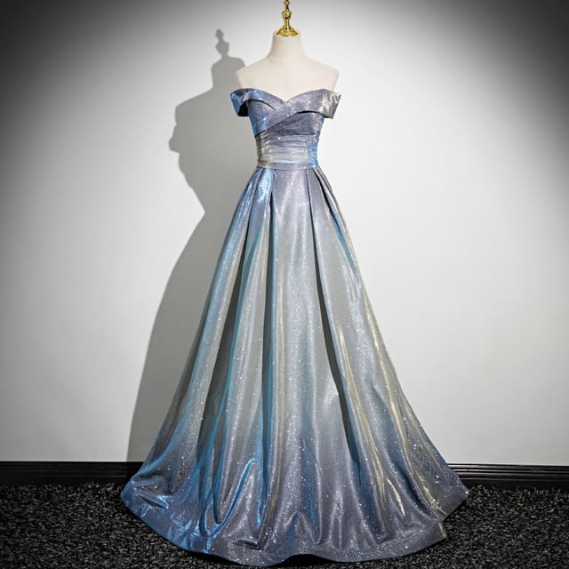 A-Line Strapless Gown Evening Glossy