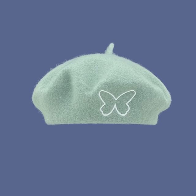 Butterfly Embroidered Beret