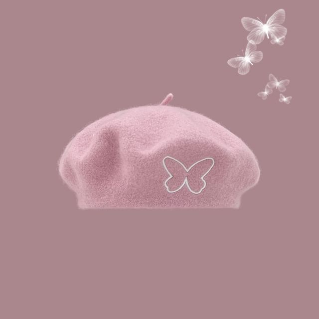 Butterfly Embroidered Beret