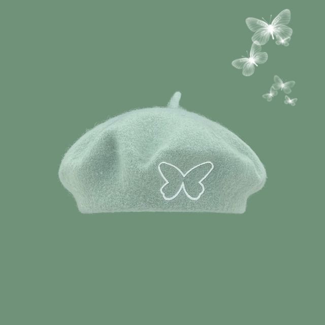 Butterfly Embroidered Beret