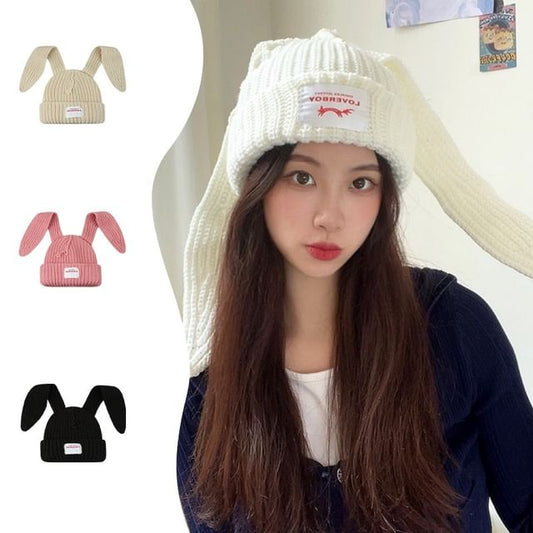 Rabbit Ear Ribbed Beanie