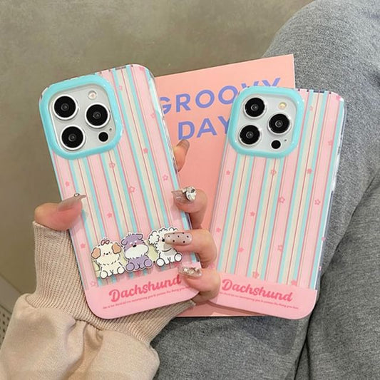 Striped Stand Case Set Dog Phone /
