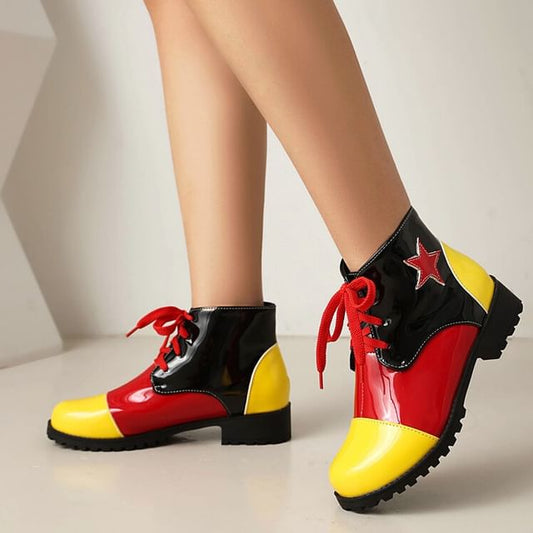 Star Applique Lace-Up Short Boots