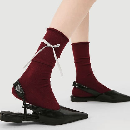 Plain Bow Socks