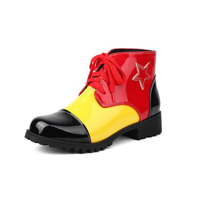 Star Applique Lace-Up Short Boots