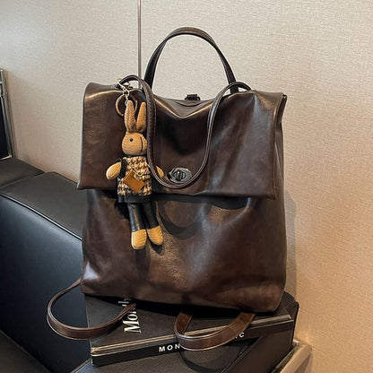 Charm Faux Backpack Leather With Flap