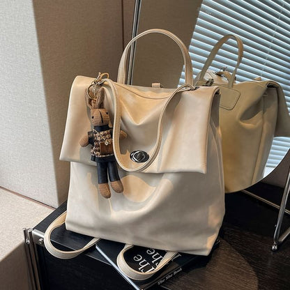 Charm Faux Backpack Leather With Flap