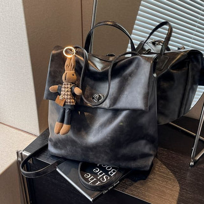 Charm Faux Backpack Leather With Flap