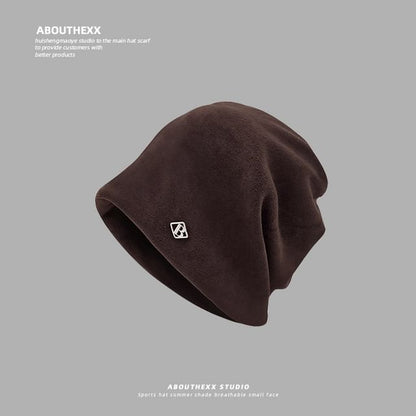 Letter B Metal Plate Slouchy Beanie