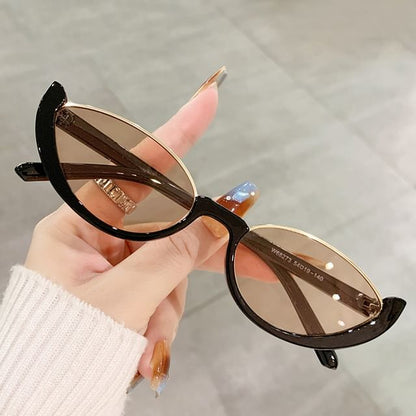Small Oval Semi-Rimless Sunglasses