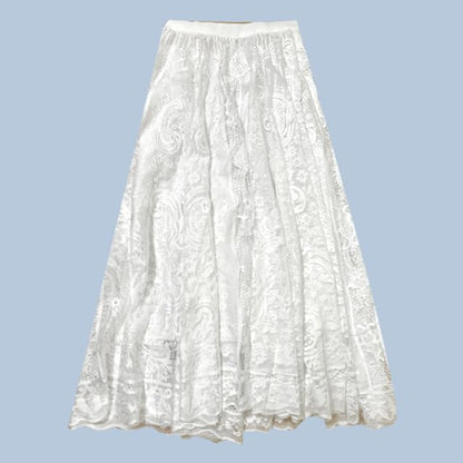 3/4 Sleeve Floral Print Midi Sheath Qipao / High Rise Plain Lace Maxi A-Line Skirt