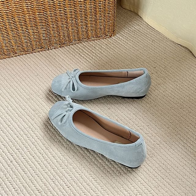 Bow Faux Accent Leather Flats