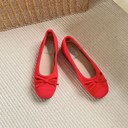 Bow Faux Accent Leather Flats