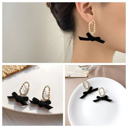 Ribbon Dangle Earring / Clip On Earring