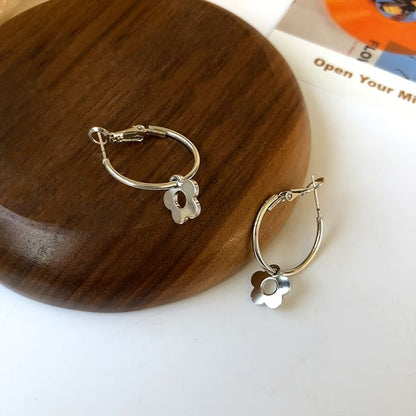 Sterling Silver Floral Hoop Earring