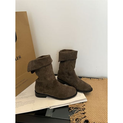 Faux Suede Mid Calf Boots
