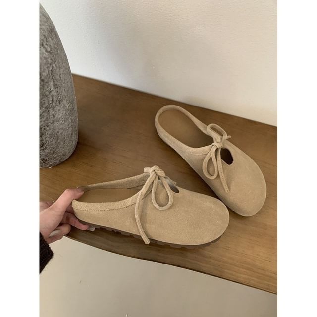 Bow Faux Suede Mules