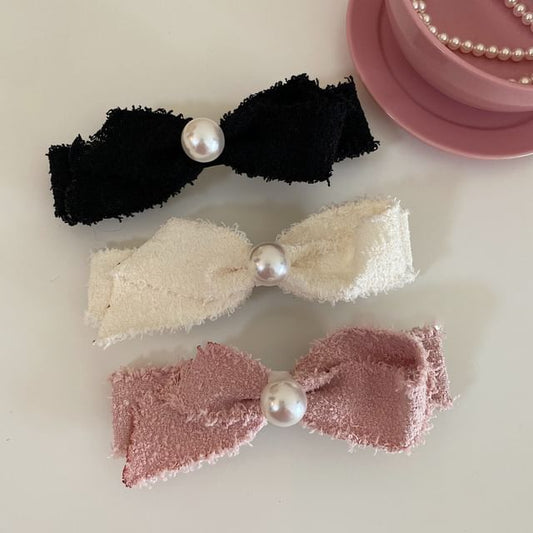 Faux Pearl Bow Hair Clip